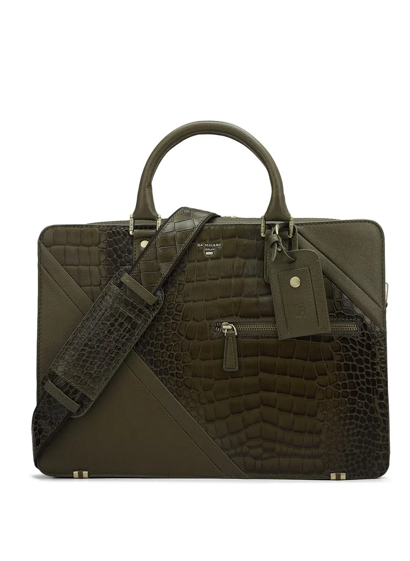 دا ميلانو حقيبة لاب توب جلد طبيعي داي ميلانو أخضر