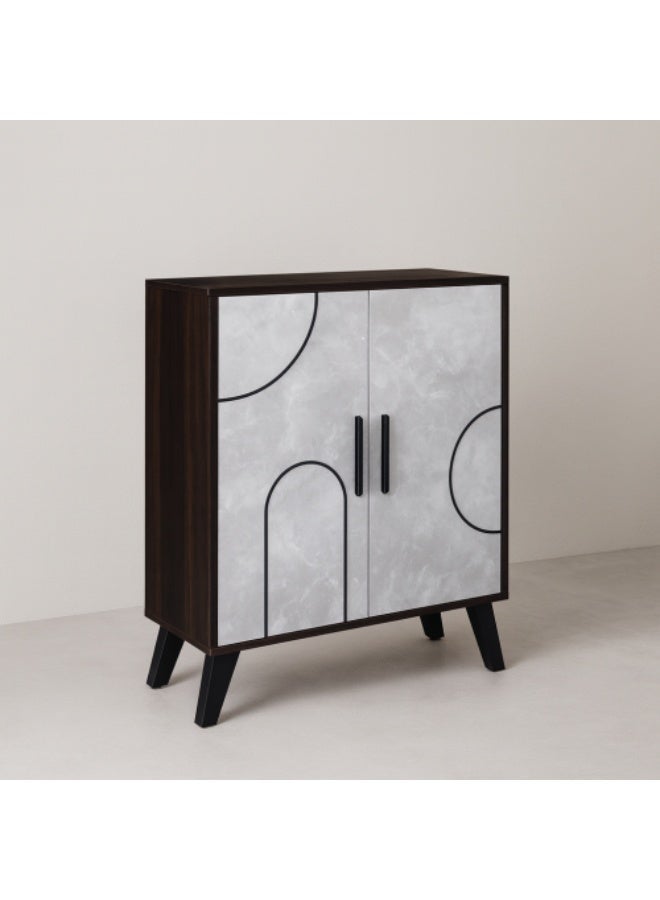 بيتي خزانة أحذية خشبية بابين 4 أرفف من خشب ماليزي – بني غامق ورصاصي - Image 1