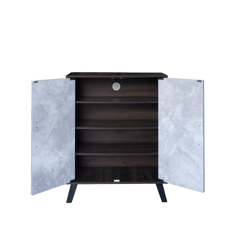 بيتي خزانة أحذية خشبية بابين 4 أرفف من خشب ماليزي – بني غامق ورصاصي - Image 4