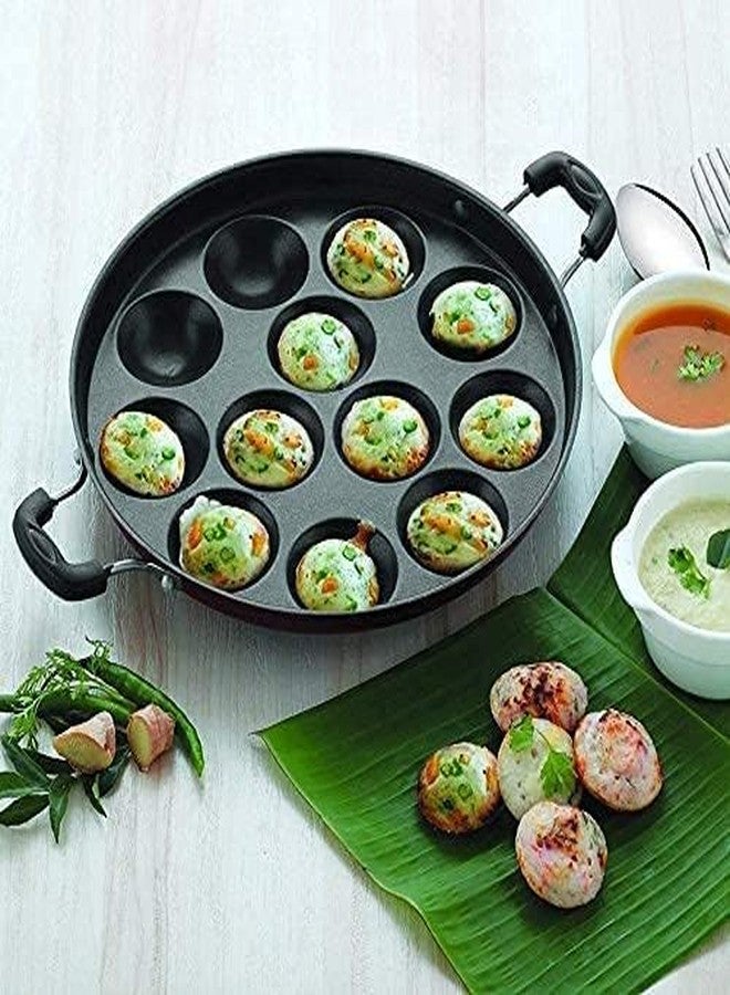 KD ZONE Non-Stick 12 Cavity Appam Patra 2 Side Handle with Stainless Steel Lid - Image 2