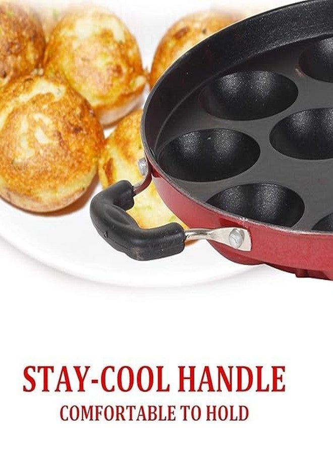KD ZONE Non-Stick 12 Cavity Appam Patra 2 Side Handle with Stainless Steel Lid - Image 4