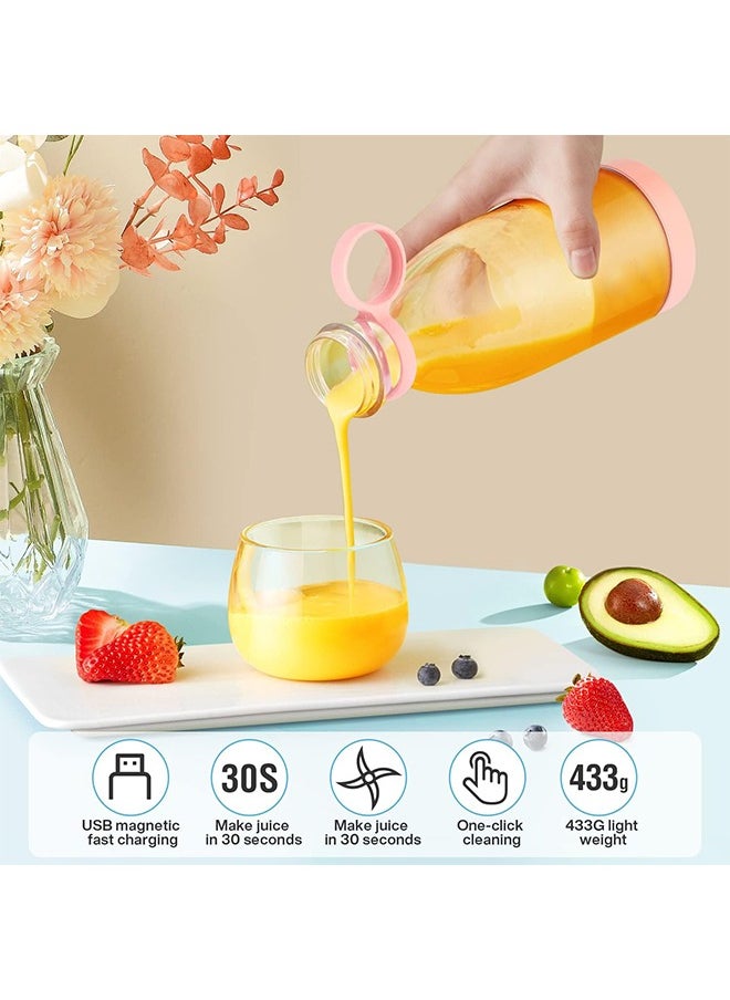 Arabest Portable Blender,Fashion Portable Blender for Shakes and Smoothies, 11.8 Oz,Magnetic USB Fast Charging Mini Fresh Juice Mixer Bottle,Take It for Traveling, Outdoor, Gym, Office, Cars, Gift, Pink  - Image 3