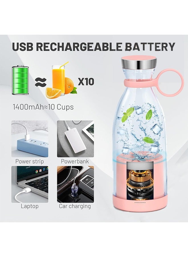 Arabest Portable Blender,Fashion Portable Blender for Shakes and Smoothies, 11.8 Oz,Magnetic USB Fast Charging Mini Fresh Juice Mixer Bottle,Take It for Traveling, Outdoor, Gym, Office, Cars, Gift, Pink  - Image 4