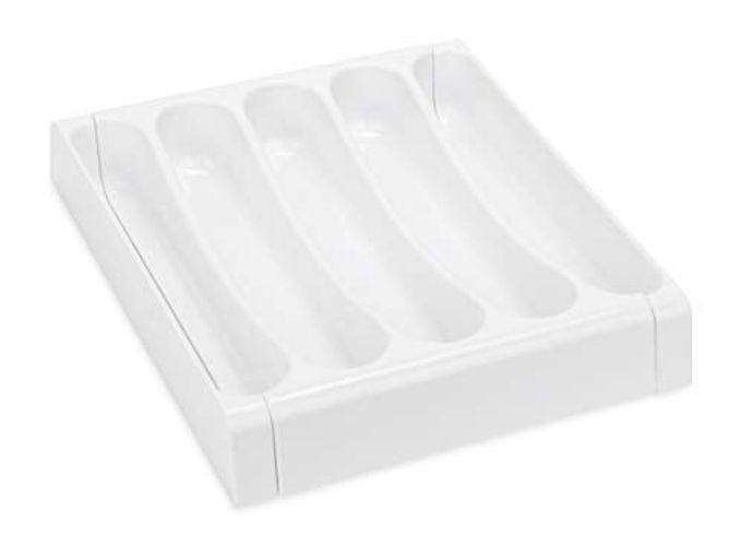 Camco Adjustable Cutlery Tray - Designed for RV and Compact Kitchen Drawers, Adjusts Between 9" and 13" for an Easy Custom Fit -White (43503) - Image 1