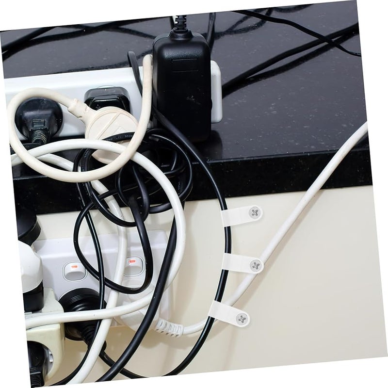 200 قطعة من مشابك كابل الحائط البيضاء مع مسامير لإدارة الأسلاك الكهربائية للمنزل والمكتب سهلة التركيب - Image 3