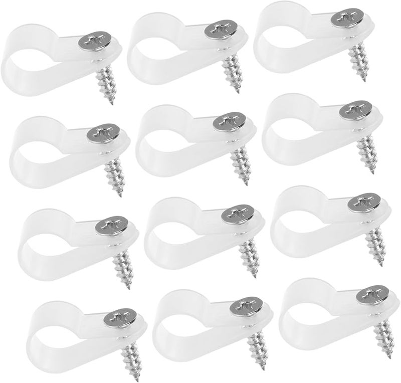 200 قطعة من مشابك كابل الحائط البيضاء مع مسامير لإدارة الأسلاك الكهربائية للمنزل والمكتب سهلة التركيب - Image 1