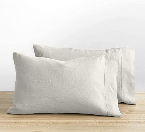 Baloo 100 French Linen Pillowcases  Set of 2 Oatmeal  20x30  Standard Size  Cooling Soft  Durable  Machine Washable  Dryer Safe  OekoTEX Standard 100 Certified