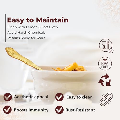 COPRASIA Pure Brass Table Spoon – Traditional Brass Dining Spoon for Daily Use & Serving | Khane Ki Chamach for Home, Kitchen & Dining Table (Pack of 1) - Image 4