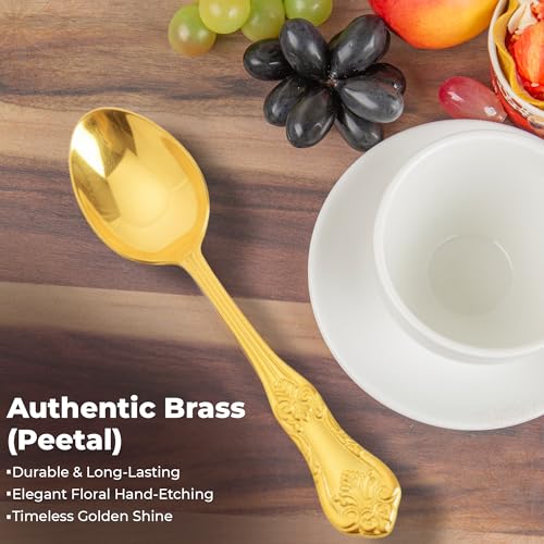 COPRASIA Pure Brass Table Spoon – Traditional Brass Dining Spoon for Daily Use & Serving | Khane Ki Chamach for Home, Kitchen & Dining Table (Pack of 1) - Image 2