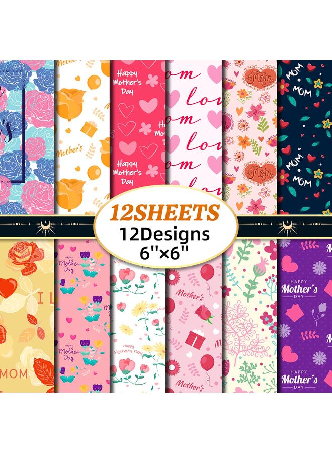 Bluejw 12 Pieces Of Mother's Day Material Package Holiday Gift Packaging Children's Diy Hand Account Cutting Material Paper - Image 2