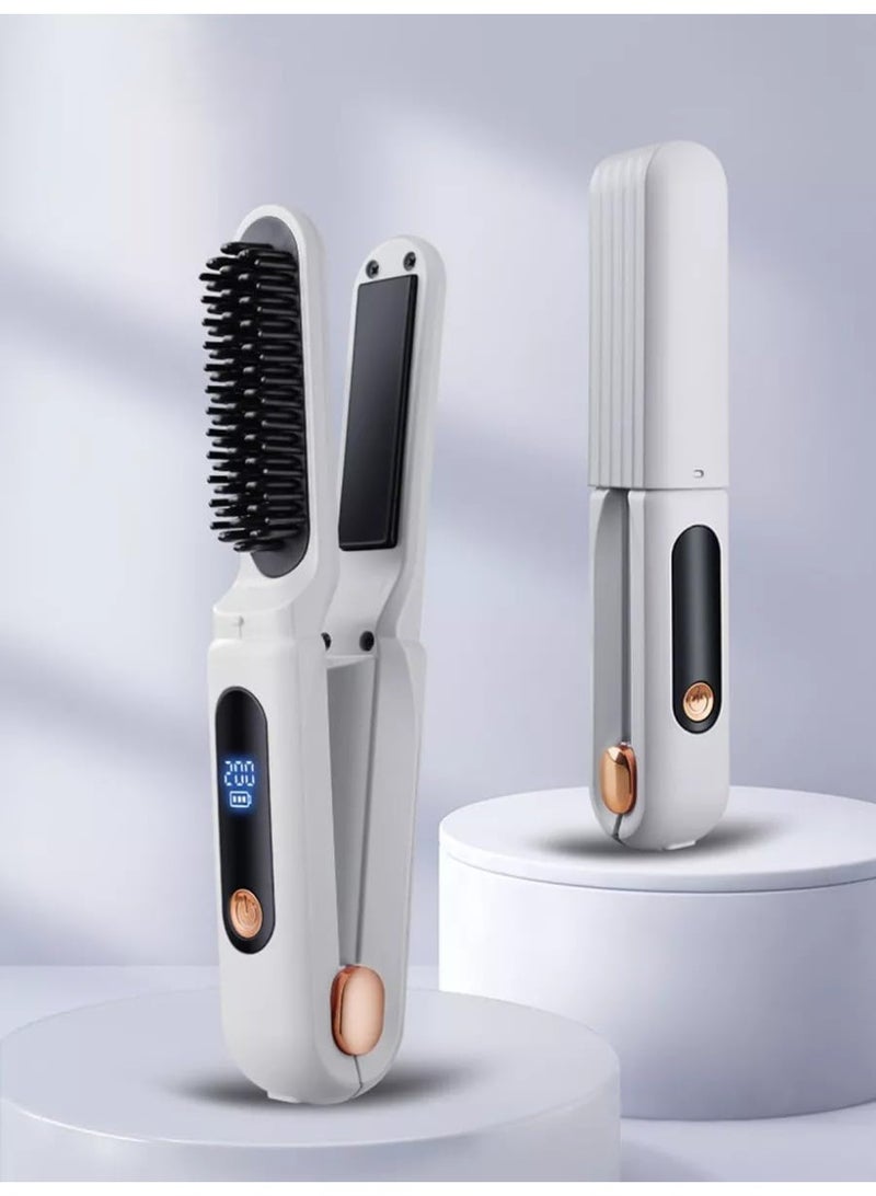 YelaJoy Cordless Hair Straightener Brush Mini Ionic Hot Comb and clamp with Constant Temperature & Negative Ion Protection,3 Adjustable Heat Levels,Anti-Scalding,USB-C Rechargeable,for Men and Women - Image 4