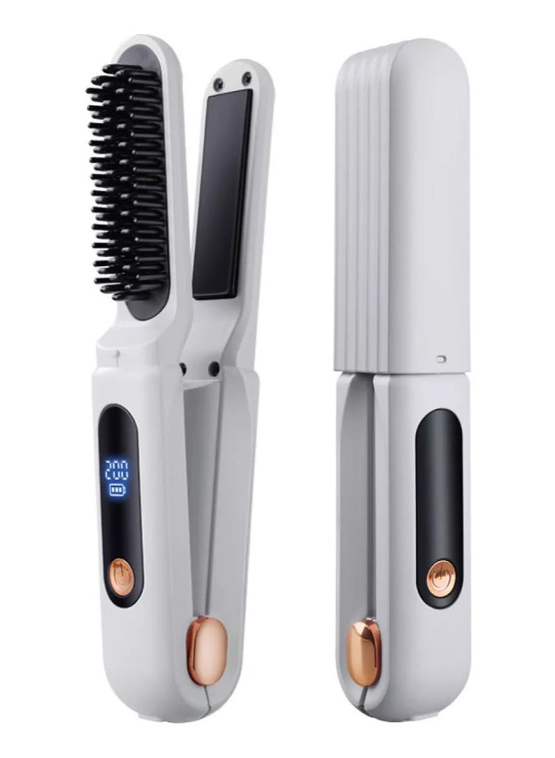 YelaJoy Cordless Hair Straightener Brush Mini Ionic Hot Comb and clamp with Constant Temperature & Negative Ion Protection,3 Adjustable Heat Levels,Anti-Scalding,USB-C Rechargeable,for Men and Women - Image 3