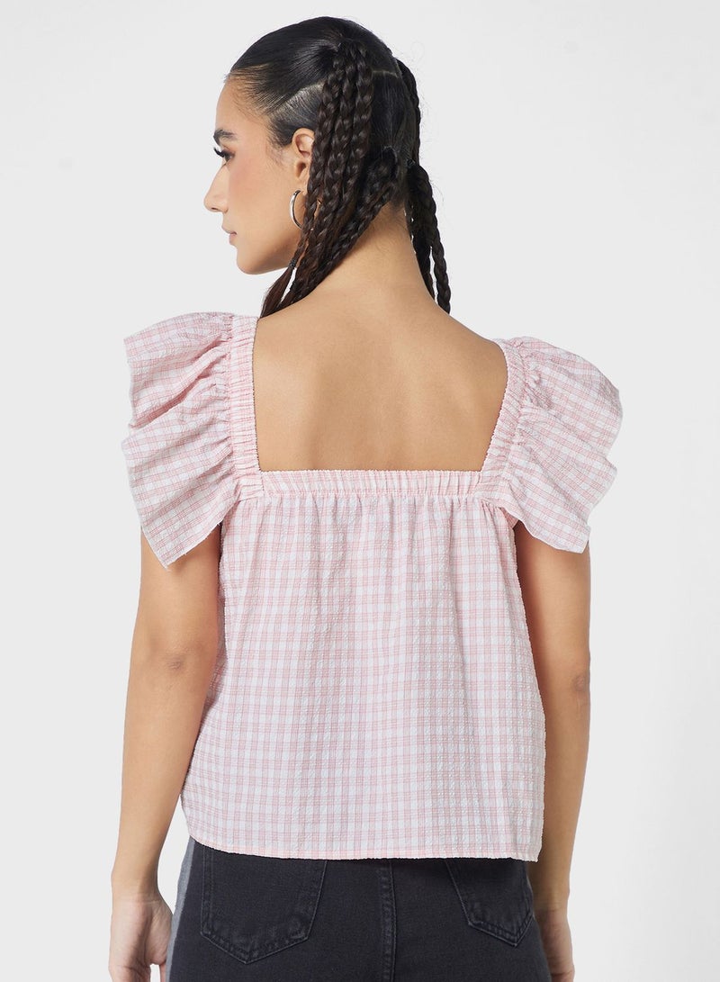 Ginger Ruffle Sleeves Gingham Top  - Image 2