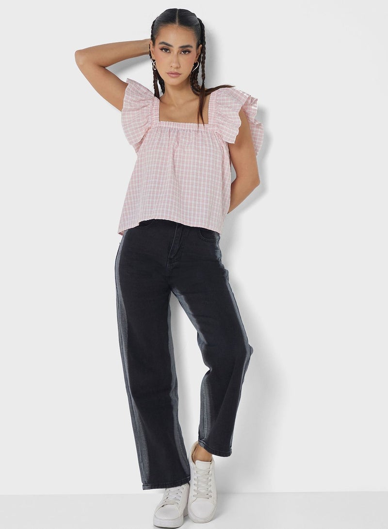 Ginger Ruffle Sleeves Gingham Top  - Image 4