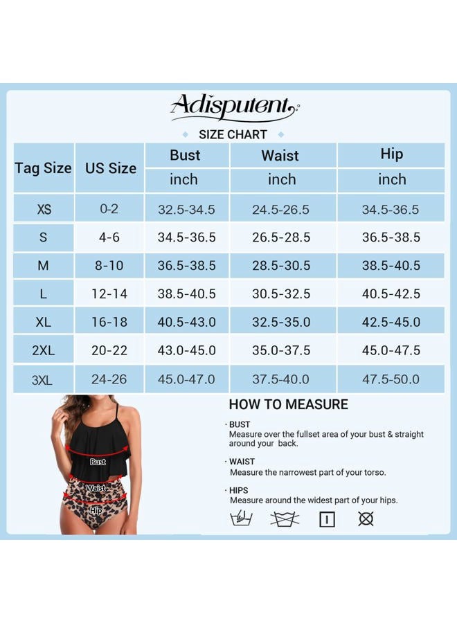 Adisputent Womens High Waisted Bathing Suits Flounce Halter Tank Top Bikini Bottoms Tummy Control Modest Swimwear Two Piece Tankini Swimsuits Dinosaur S - Image 5