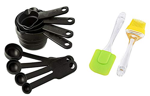 Shopper52 Shopper52 Silicone NonStick Spatula and Brush with 8 Piece Measuring Cup Spoon Set for Cooking Baking Measuring Spoon with Silicone Spatula and Brush  - Image 1