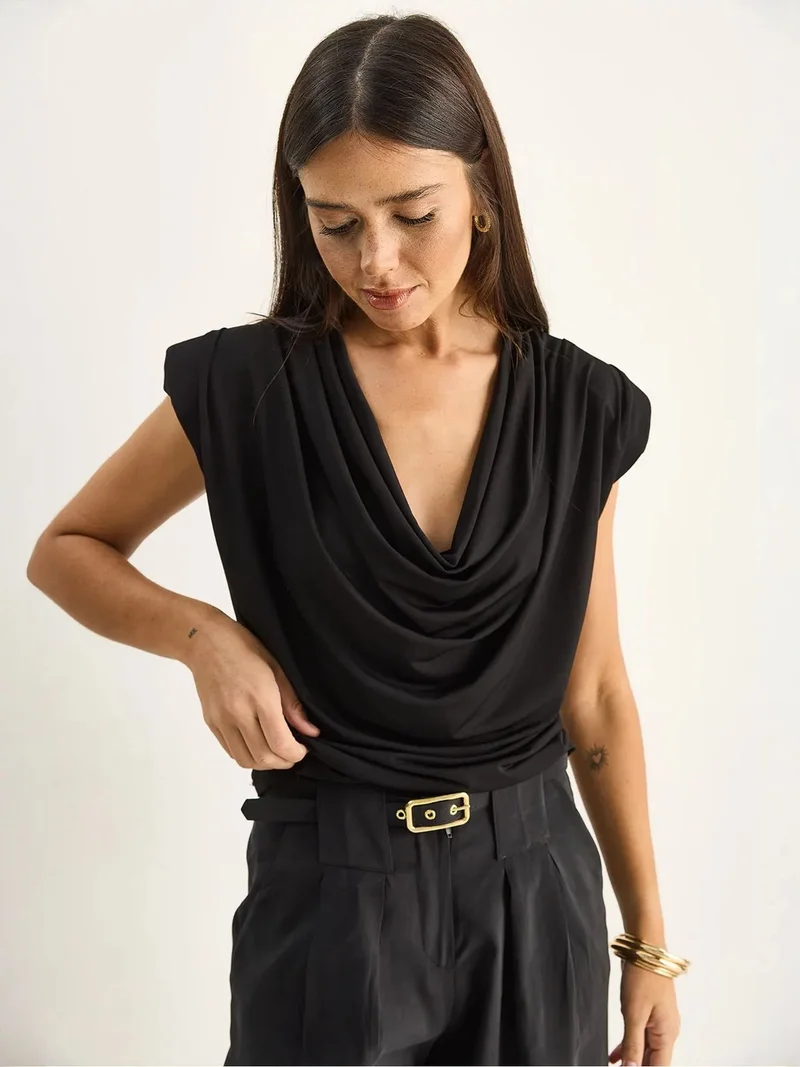 Bianco Lucci LUCCI Sleeveless Cowl Neck Blouse