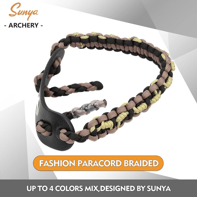 Sunya Archery Bow Wrist Sling, 550 Paracord Strap Comfortable on Hand.100% Full Grain Leather Yoke, Multiple Camo Colors.Fit Compound Bow Stabilizer & Recurve. - Image 3