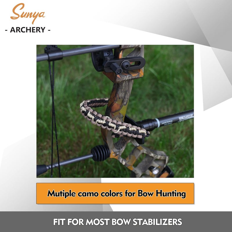 Sunya Archery Bow Wrist Sling, 550 Paracord Strap Comfortable on Hand.100% Full Grain Leather Yoke, Multiple Camo Colors.Fit Compound Bow Stabilizer & Recurve. - Image 2