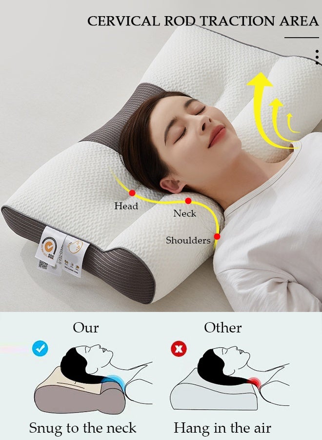 DUNISO وسادة مريحة Ergonomic 1PCS لتخفيف الآلام وسادة سرير للنوم، Ergonomic Orthopedic العنقية لآلام الرقبة والكتف، للنائمين على الجنب والظهر والبطن - Image 4