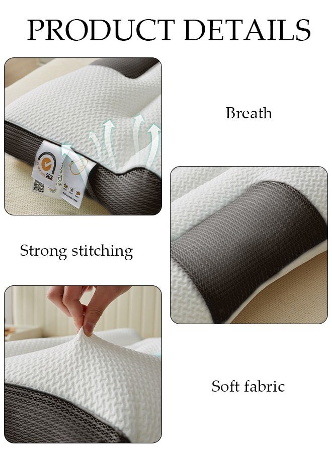 DUNISO وسادة مريحة Ergonomic 1PCS لتخفيف الآلام وسادة سرير للنوم، Ergonomic Orthopedic العنقية لآلام الرقبة والكتف، للنائمين على الجنب والظهر والبطن  - Image 2