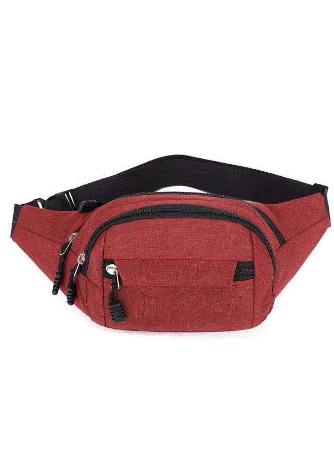 Generic Waist Bag Men's And Women's Multi-functional Large Capacity Cash Register Business Bag Wear-resistant Outdoor Sports Mobile Phone Wallet Wallet Waist Bag-Color:Red  - Image 1