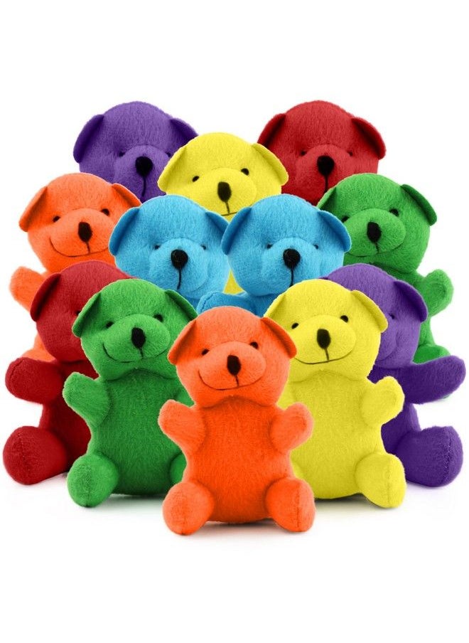 Bottles N Bags 12 Mini Stuffed Bears Bulk Plush Bears 4 Inches Assorted Bright Colors Cute Mini Bear For Party Favor Present Box Stuffers  - Image 3