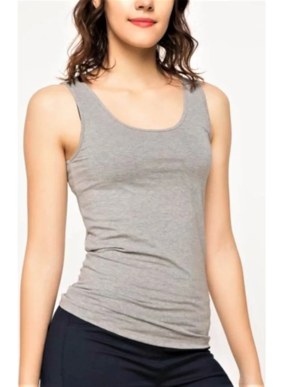 Tutku Women's Gray Wide Strap Ribbed Women's 6-Pack Athlete