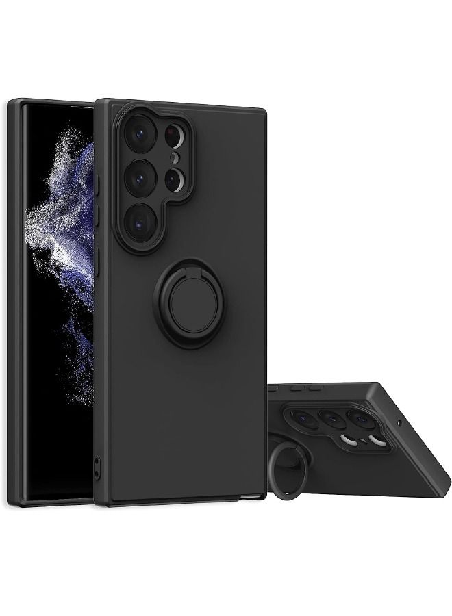 IAF Samsung Galaxy S23 Ultra Case, Slim Soft Silicone Rotatable Ring Holder, Support Magnetic Car Mount, Anti-Scratch Non-Slip and Shockproof Protective Cover for Samsung Galaxy S23 Ultra 5G, Black - Image 1