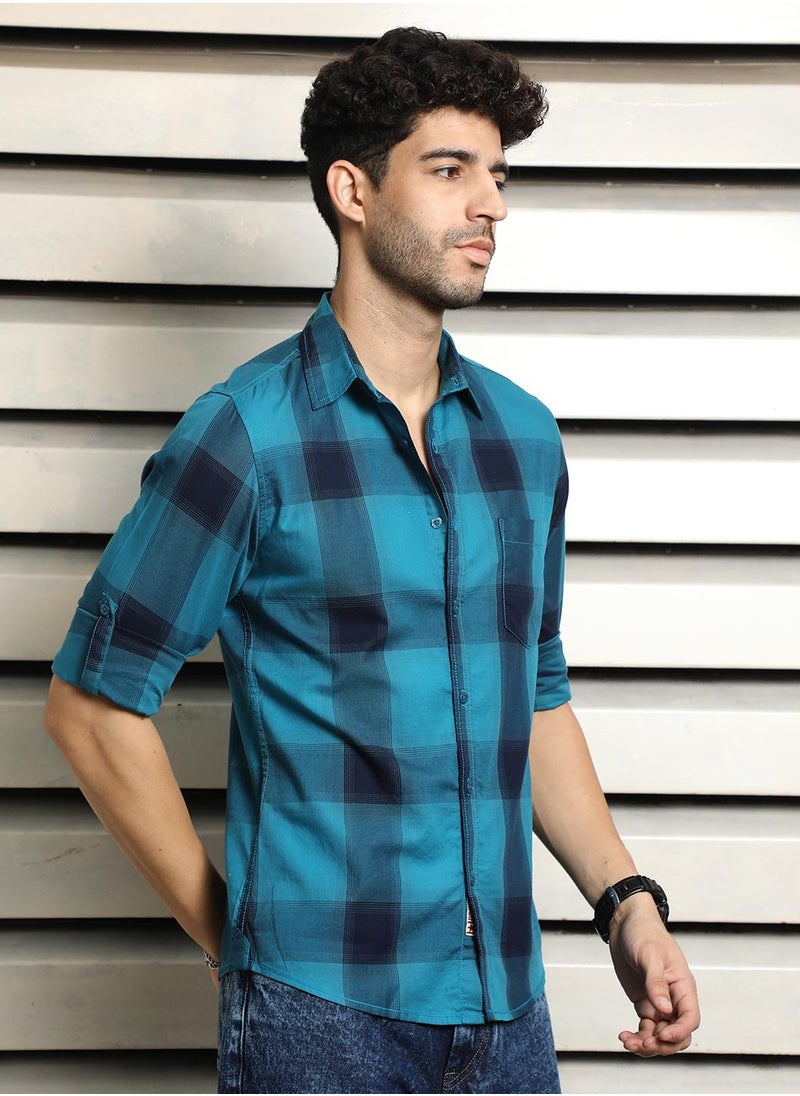 HIGH STAR - Multicolor Regular Fit Checked Casual Shirt for Men, 100% Cotton - Image 1