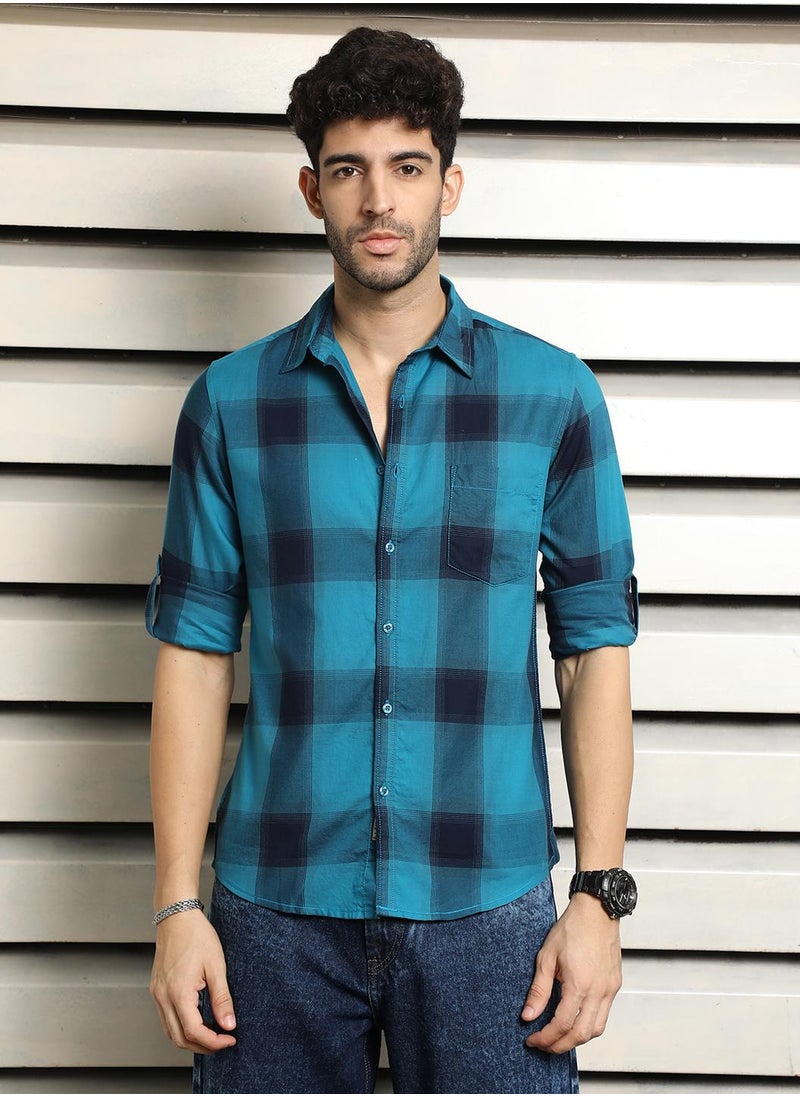 HIGH STAR - Multicolor Regular Fit Checked Casual Shirt for Men, 100% Cotton - Image 1