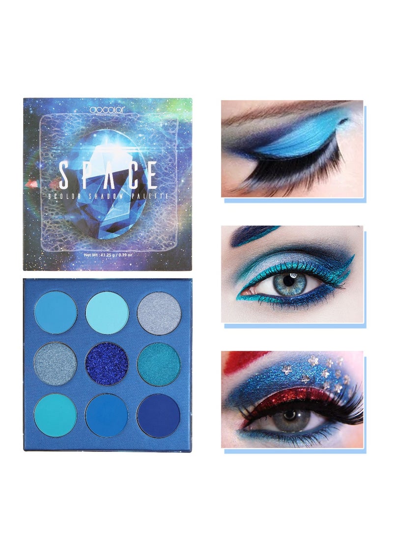 docolor - Eyeshadow Palette 9 Colors Blue Pearlescent Gemstone Shadow Palette Highly Pigmented Mattes Shimmers Naked Smokey Glitter Cream Colorful Powder Blendable Long Lasting Waterproof Makeup Palette - Image 1