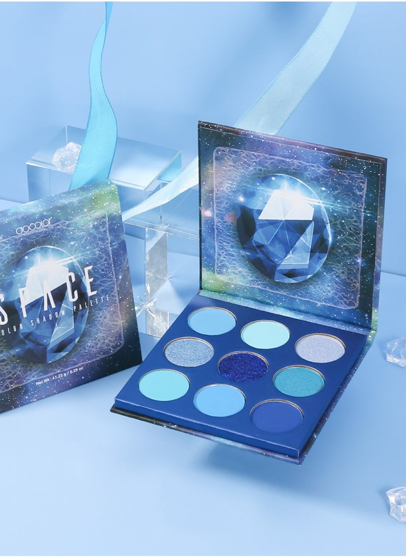 docolor - Eyeshadow Palette 9 Colors Blue Pearlescent Gemstone Shadow Palette Highly Pigmented Mattes Shimmers Naked Smokey Glitter Cream Colorful Powder Blendable Long Lasting Waterproof Makeup Palette - Image 1