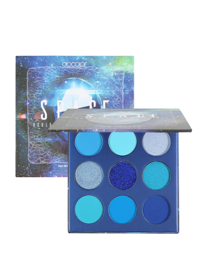 docolor - Eyeshadow Palette 9 Colors Blue Pearlescent Gemstone Shadow Palette Highly Pigmented Mattes Shimmers Naked Smokey Glitter Cream Colorful Powder Blendable Long Lasting Waterproof Makeup Palette - Image 1