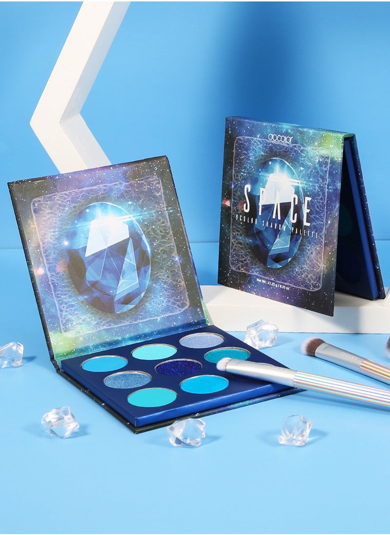 docolor - Eyeshadow Palette 9 Colors Blue Pearlescent Gemstone Shadow Palette Highly Pigmented Mattes Shimmers Naked Smokey Glitter Cream Colorful Powder Blendable Long Lasting Waterproof Makeup Palette - Image 1