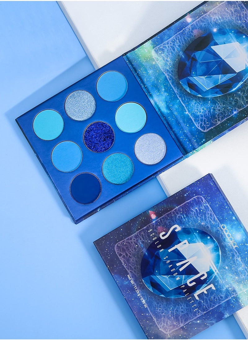 docolor - Eyeshadow Palette 9 Colors Blue Pearlescent Gemstone Shadow Palette Highly Pigmented Mattes Shimmers Naked Smokey Glitter Cream Colorful Powder Blendable Long Lasting Waterproof Makeup Palette - Image 1
