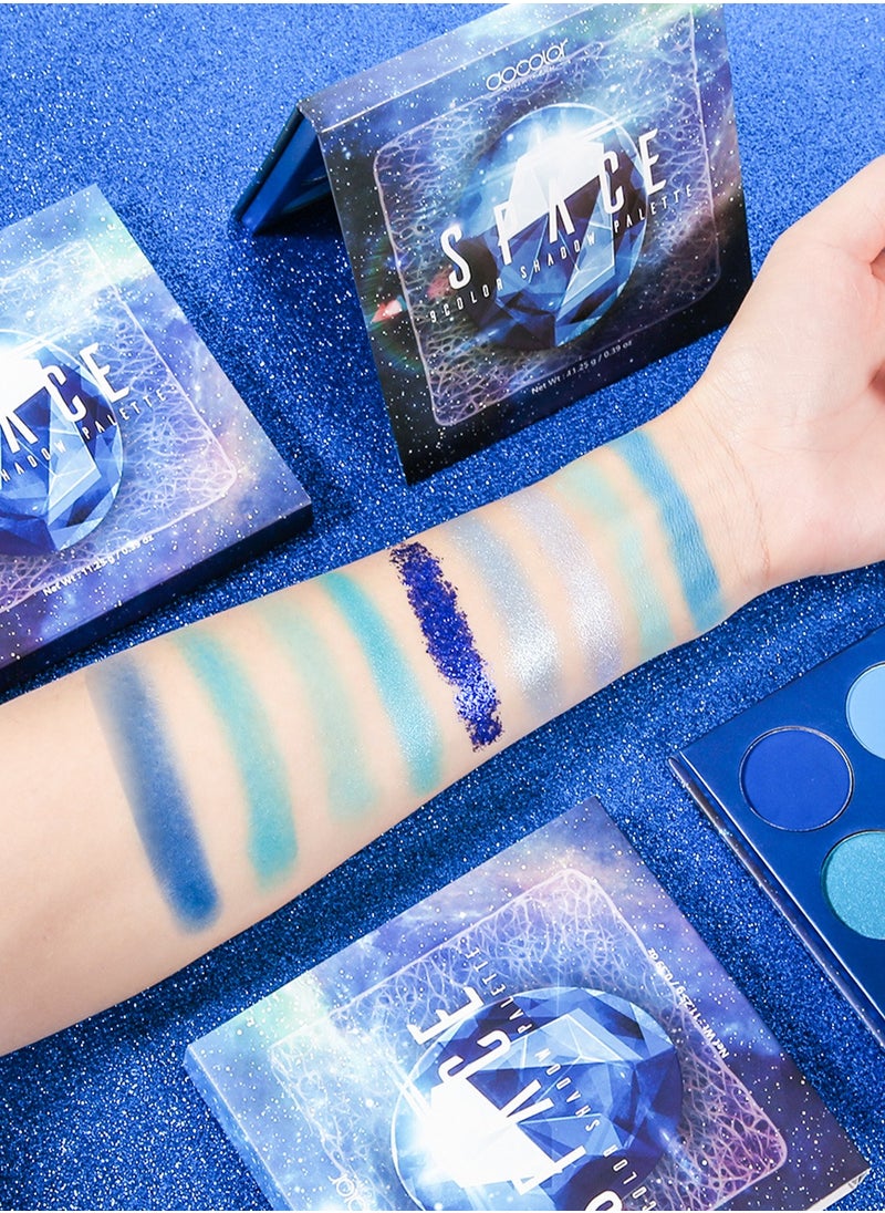 docolor - Eyeshadow Palette 9 Colors Blue Pearlescent Gemstone Shadow Palette Highly Pigmented Mattes Shimmers Naked Smokey Glitter Cream Colorful Powder Blendable Long Lasting Waterproof Makeup Palette - Image 1