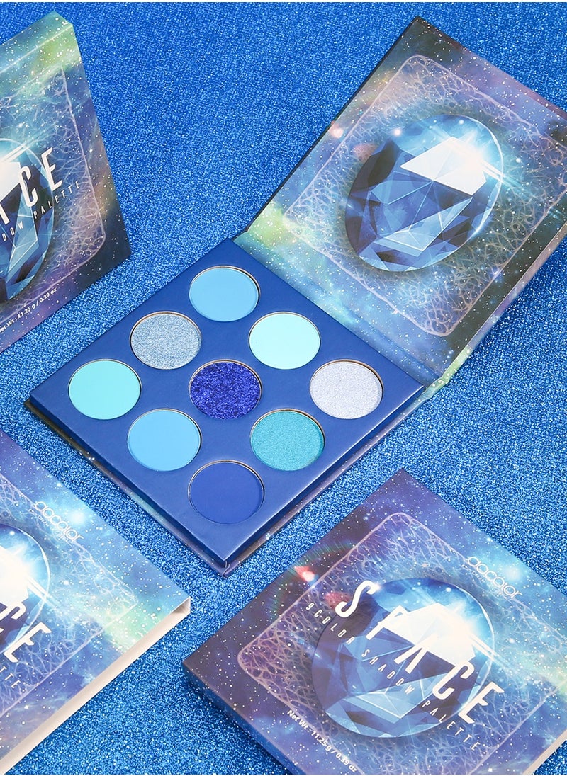 docolor - Eyeshadow Palette 9 Colors Blue Pearlescent Gemstone Shadow Palette Highly Pigmented Mattes Shimmers Naked Smokey Glitter Cream Colorful Powder Blendable Long Lasting Waterproof Makeup Palette - Image 1