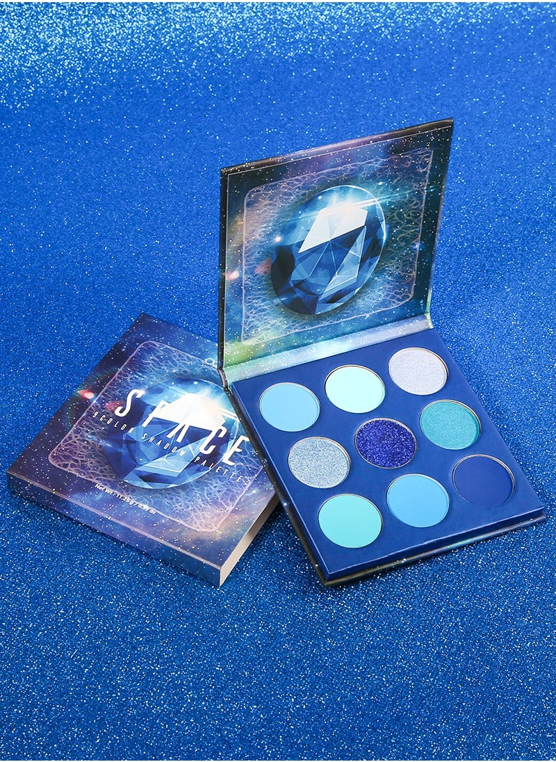 docolor - Eyeshadow Palette 9 Colors Blue Pearlescent Gemstone Shadow Palette Highly Pigmented Mattes Shimmers Naked Smokey Glitter Cream Colorful Powder Blendable Long Lasting Waterproof Makeup Palette - Image 1