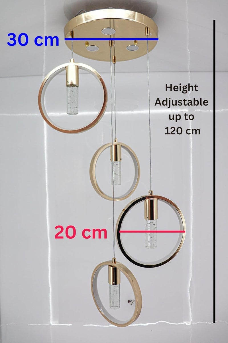 THE SWANART THE SWANART Modern Crystal Ring LED Pendant Light Adjustable Height WarmCool White Elegant Gold Finish Sparkling Bubble Accents Ideal for Dining Room Living Room Bedroom  - Image 2