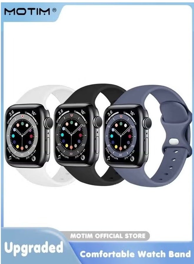 vesus 3 Pack Sport Bands Compatible with Apple Watch Band 42mm/44mm/45mm 49mm M/L for Women/Men Waterproof Soft Silicone Replacement Strap Accessories for iWatch Ultra SE Series 8/7/6/5/4/3/2/1