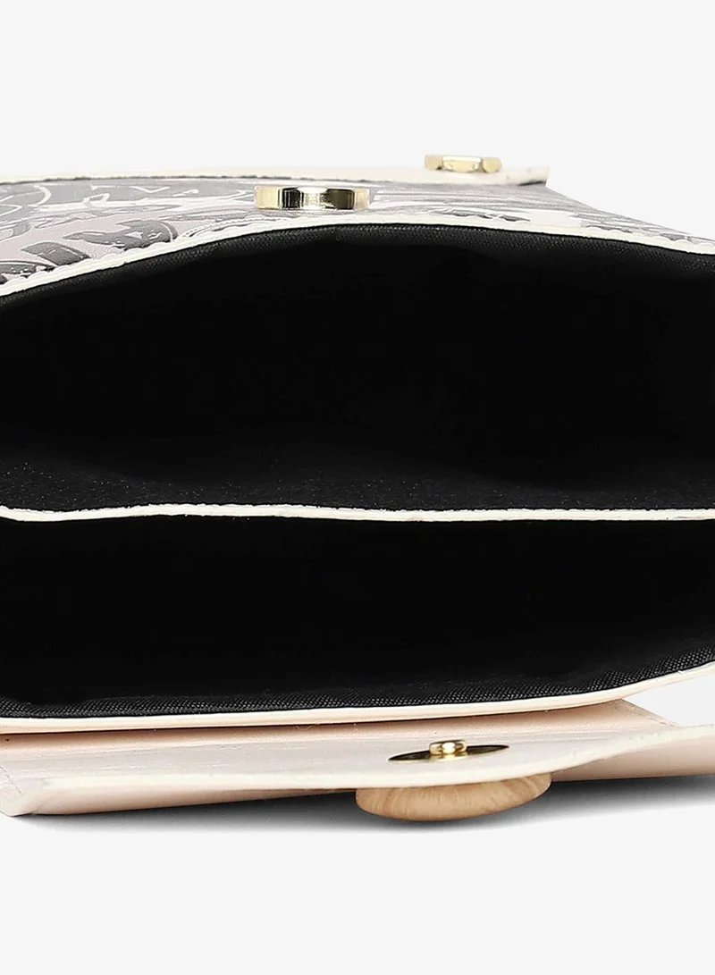 Haute Sauce  White Printed Vegan Leather Sling Bag for Women | Best Price UAE