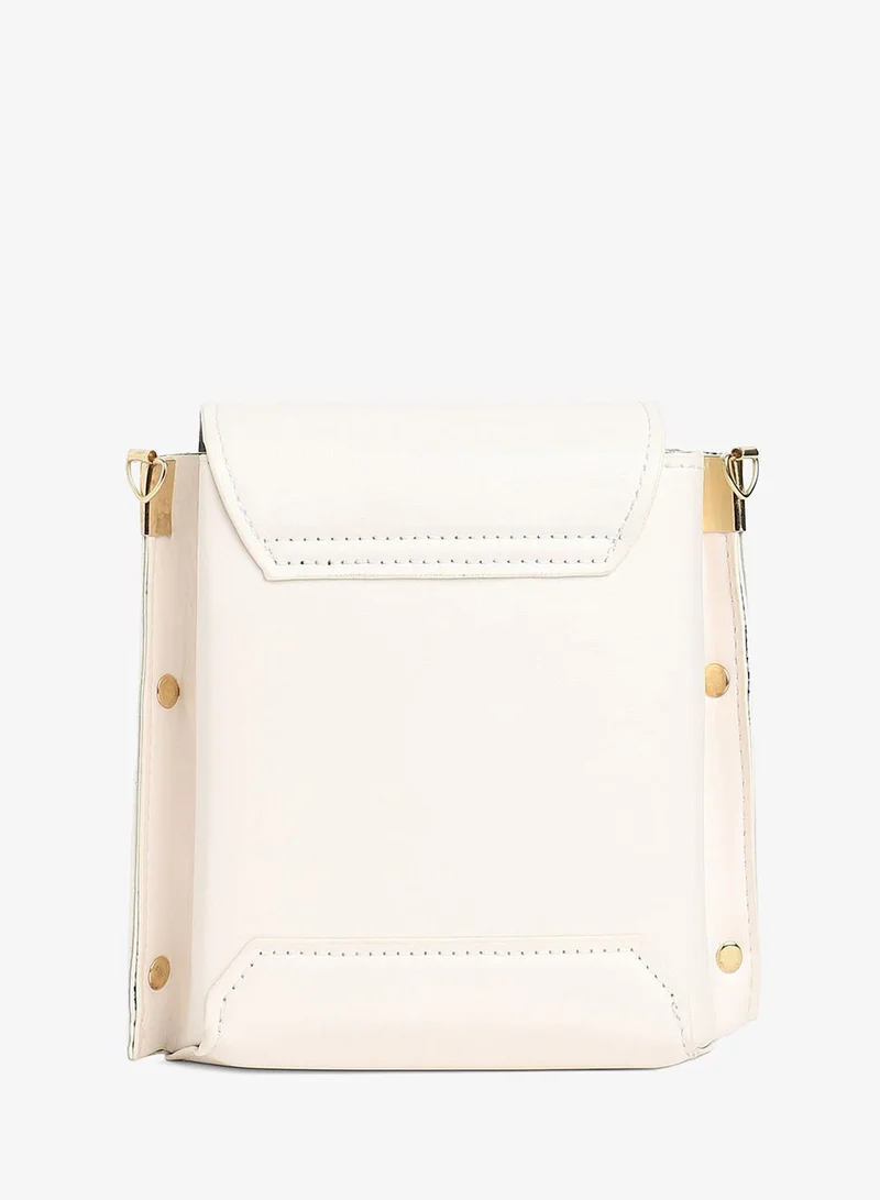 Haute Sauce  White Printed Vegan Leather Sling Bag for Women | Best Price UAE