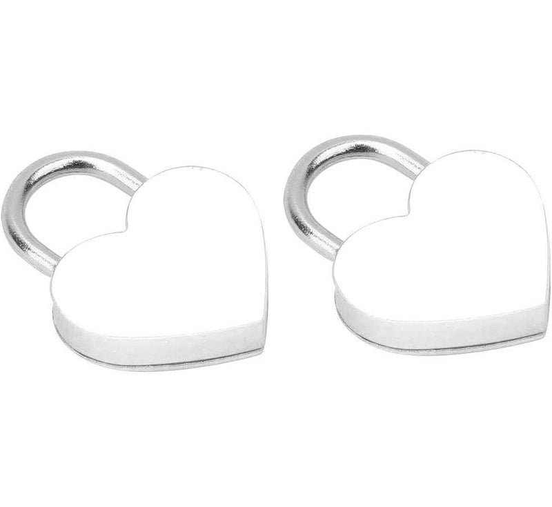 2 Pack Mini Heart Padlock Set White for Diary Storage Box Jewelry Luggage - Image 1