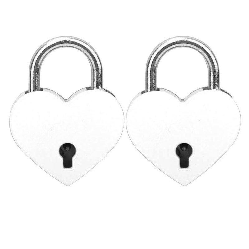 2 Pack Mini Heart Padlock Set White for Diary Storage Box Jewelry Luggage - Image 4