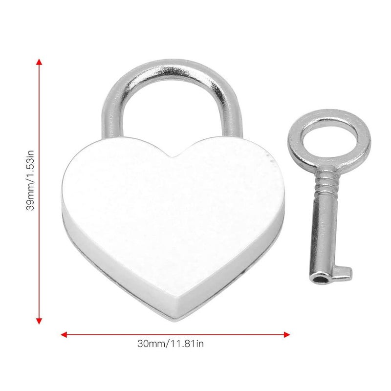 2 Pack Mini Heart Padlock Set White for Diary Storage Box Jewelry Luggage - Image 5