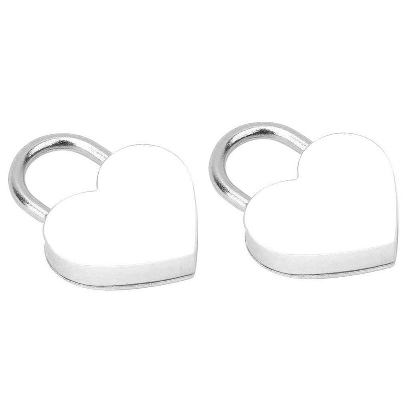 2 Pack Mini Heart Padlock Set White for Diary Storage Box Jewelry Luggage - Image 2