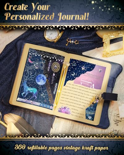 hi!SCI Diary with Lock and Keys for Girls and Women, Locking Diary for Gift Ideas with Gift Box and Pen and Bookmark, Journal for Women with 360 Kraft Pages, B6 Refillable Notebook with Lock for Writing (Midnight Blue) - Image 3