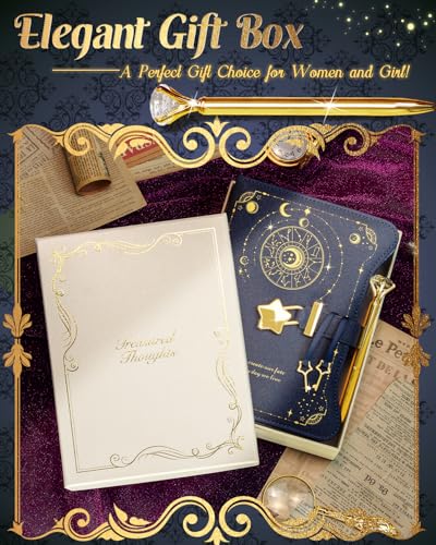 hi!SCI Diary with Lock and Keys for Girls and Women, Locking Diary for Gift Ideas with Gift Box and Pen and Bookmark, Journal for Women with 360 Kraft Pages, B6 Refillable Notebook with Lock for Writing (Midnight Blue) - Image 2
