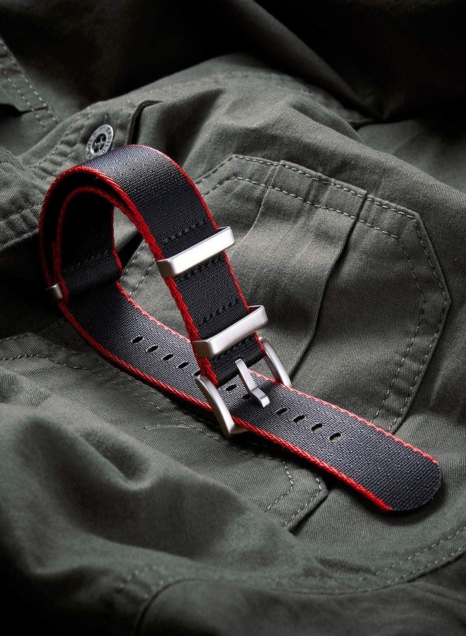 BINLUN Nylon Watch Straps Thick G10 Premium Ballistic Multicolor Replacement Watch Bands with Silver/Black Stainless Steel Buckle for Men Women 18mm 20mm 22mm 24mm（Red Edge，22mm） - Image 2